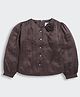 Tiny Girl Full Sleeves Heart Button & Floral Applique Detailed Top - Burgundy
