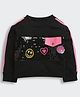 Tiny Girl Woven Full Sleeves Heart & Smiley Face Sequins Embellished Top - Black