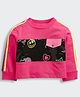 Tiny Girl Woven Full Sleeves Heart & Smiley Face Sequins Embellished Top - Pink