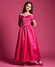 Barbie by Tiny Girl Woven Mattel Featuring Off Shoulder Sleeveless Barbie Text Stones Embellished Dress - Hot Pink