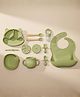 BabyStreet Silicone Suction Feeding Luxe Set Mess Free Self Feeding Non Toxic FDA Approved Non Slip Olive Pack of 7