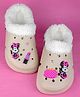 Yellow Bee Disney Mickey & Friends Featuring Minnie Mouse Applique Detailed Perforated Plush Line Detailed Clogs - Beige