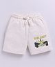 Parrot Crow Cotton Knit Little Racer Text Sports Car Printed Shorts - Beige