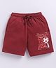 Parrot Crow Cotton Knit Play to Win Text Printed Shorts - Maroon