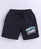 Parrot Crow Cotton Knit Race Text Car Printed Shorts - Black