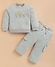 KIDZELLO Cotton Knit Full Sleeves Floral Embroidered Winter Sweatshirt & Pant Set - Pista Green