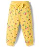 Doodle Poodle 100% Cotton Knit Full Length Lounge Pant With Floral Print & Bow Applique - Yellow
