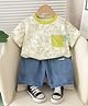 POP STREET KIDS Cotton Knit Half Sleeves Dinosaur Printed Tee & Shorts Set - Green