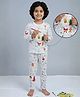 Funkrafts Knitted Christmas Theme Full Sleeves Santa & Gingerbread Man Printed Coordinating Self Colouring Nightsuit Set - White