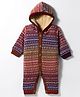 Yellow Apple Knit Full Sleeves Hooded Winter Wear Onesie with Design - Rust Orange