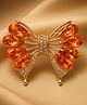 SYGA Women Elegant Crystal Butterfly Brooch - Gold Tone - Orange-20 g