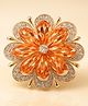 SYGA Women Gold-Plated Floral Brooch with Stones - Orange-20 g