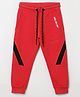 BYB Premium Cotton Knit Colour Blocked Chill All Day Text Printed Pant - Red