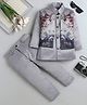 Fourfolds Woven Full Sleeves Floral Printed Sherwani With Trouser Set - Grey