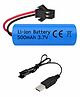 Super Toy 3.7V 500mAh Rechargeable Battery with SM-2P Cable for RC Cars, Toy Vehicles & Electronic Toys Pack of 1