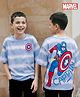 Pine Kids Disney Single Jersey Knit Drop Shoulder Half Sleeves Tie & Dye T-Shirt with Avengers Front & Back Print - Blue