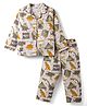 Enfance Core Full Sleeves Dinosaur Printed Coordinating Shirt & Pajama Night Suit - Brown