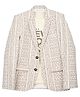 Charchit Cotton Blend Woven Full Sleeves Geometric Printed Blazer With Tee Set - Brown