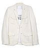 Charchit Cotton Blend Woven Full Sleeves Solid Blazer With The Conquer Text Printed Tee Set - Cream