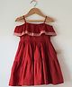 Love the World Today Cotton Woven Sleeveless Solid Tiered Dress- Red