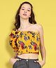 Cutiekins Woven Off Shoulder Half Puffed Sleeves Floral Printed Crop Top - Mustard & Multi Colour