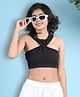 Cutiekins Cotton Knit Sleeveless Halter Neck Solid Crop Top  - Black