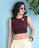 Cutiekins Cotton Knit Sleeveless Solid Crop Top - Wine