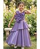 Lagorii Satin Woven Sleeveless Floral Applique Designed Dress - Purple