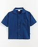 JusCubs Muslin Cotton Woven Half Sleeves Solid Shirt - Navy Blue