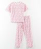 JusCubs Cotton Knit Half Sleeves Heart Printed Coordinating Night Suit Set - Off White