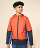 Pantaloons Junior Woven Full Sleeves Colour Blocked Hooded Jacket - Orange
