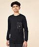 Pantaloons Junior Cotton Knit Full Sleeves Pocket Detailed Light Winter Sweatshirt - Black