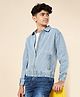 Pantaloons Junior Cotton Woven Full Sleeves Solid Bomber Jacket - Blue