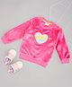 Pantaloons Junior Knit Full Sleeves Heart Applique Detailed Light WInter Sweatshirt - Pink