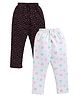 Parrot Crow Cotton Knit Pack Of 2 Floral & Hearts Printed Pants - Off White & Black