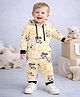 BAD BOYS Cotton Blend Woven Full Sleeves Teddy Bear Printed Coordinating Hooded Tee & Joggers Set - Yellow
