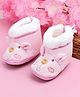 KIDSUN Animal Face Applique & Plush Detailed Booties - Pink