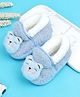 KIDSUN Teddy Bear Face Applique & Plush Detailed Booties - Blue