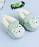 KIDSUN Teddy Bear Face Applique & Plush Detailed Booties - Green