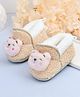 KIDSUN Teddy Bear Face Applique & Plush Detailed Booties - Brown