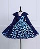 Li&Li BOUTIQUE Net Woven Sleeveless Pearl Embellished Butterfly & Bow Applique Detailed Dress - Navy Blue & Sky Blue