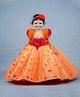 Li&Li BOUTIQUE Net Woven Half Ruffled Sleeves Butterfly & Floral Applique Detailed Gown - Papaya Orange