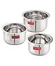 HAZEL Induction Base Tope Stainless Steel Heavy Base Thick Flat Bottom Patila Cookware Utensil For Kitchen, (1100 ml, 1500ml, 2000ml) Set of 3 Topes, Silver