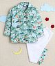 Little Clothing Cotton Woven Full Sleeves Beach Theme Printed Night Suit Set - Sky Blue