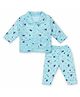 Superminis Cotton Blend Woven Full Sleeves Animal Printed Winter Coordinating Night Suit Set - Sky Blue