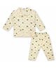 Superminis Cotton Blend Woven Full Sleeves Animal Printed Winter Coordinating Night Suit Set - Yellow