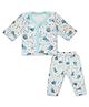 Superminis Cotton Blend Woven Full Sleeves Animal & Hearts Printed Winter Coordinating Night Suit Set - Sky Blue