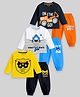 KUCHIPOO Cotton Blend Knit Pack Of 3 Animal & Vehicles Printed Tee & Joggers Sets - Multi Colour