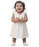 Snowflakes Cotton Woven Half Sleeves Solid Dress - White