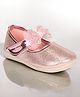 Lil Lollipop Bow & Butterfly Applique Detailed Stones Embellished Velcro Closure Ballerinas - Pink
